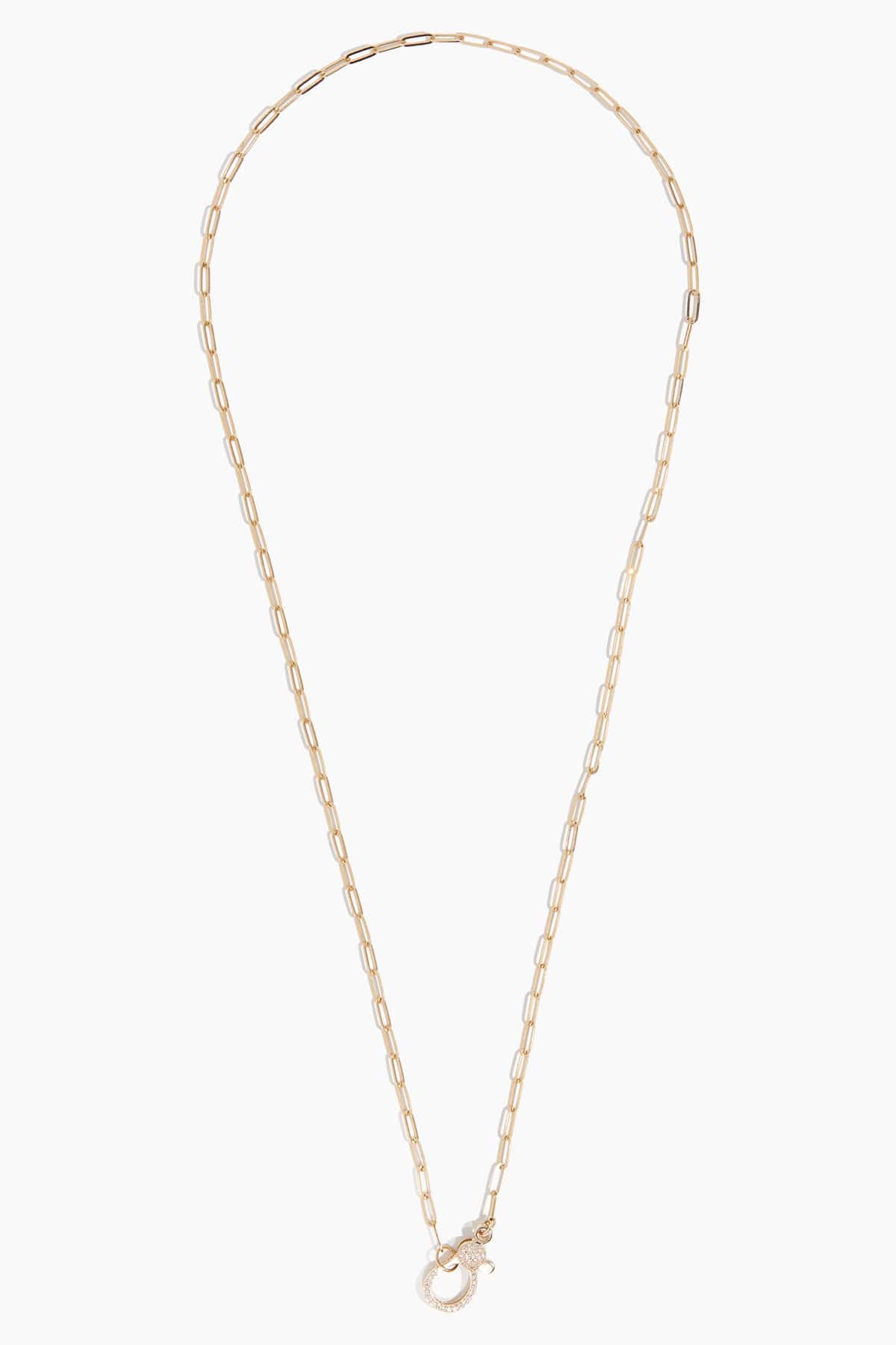 20" Paperclip Chain with Pave Clasp in 14k Yellow Gold - Image 3