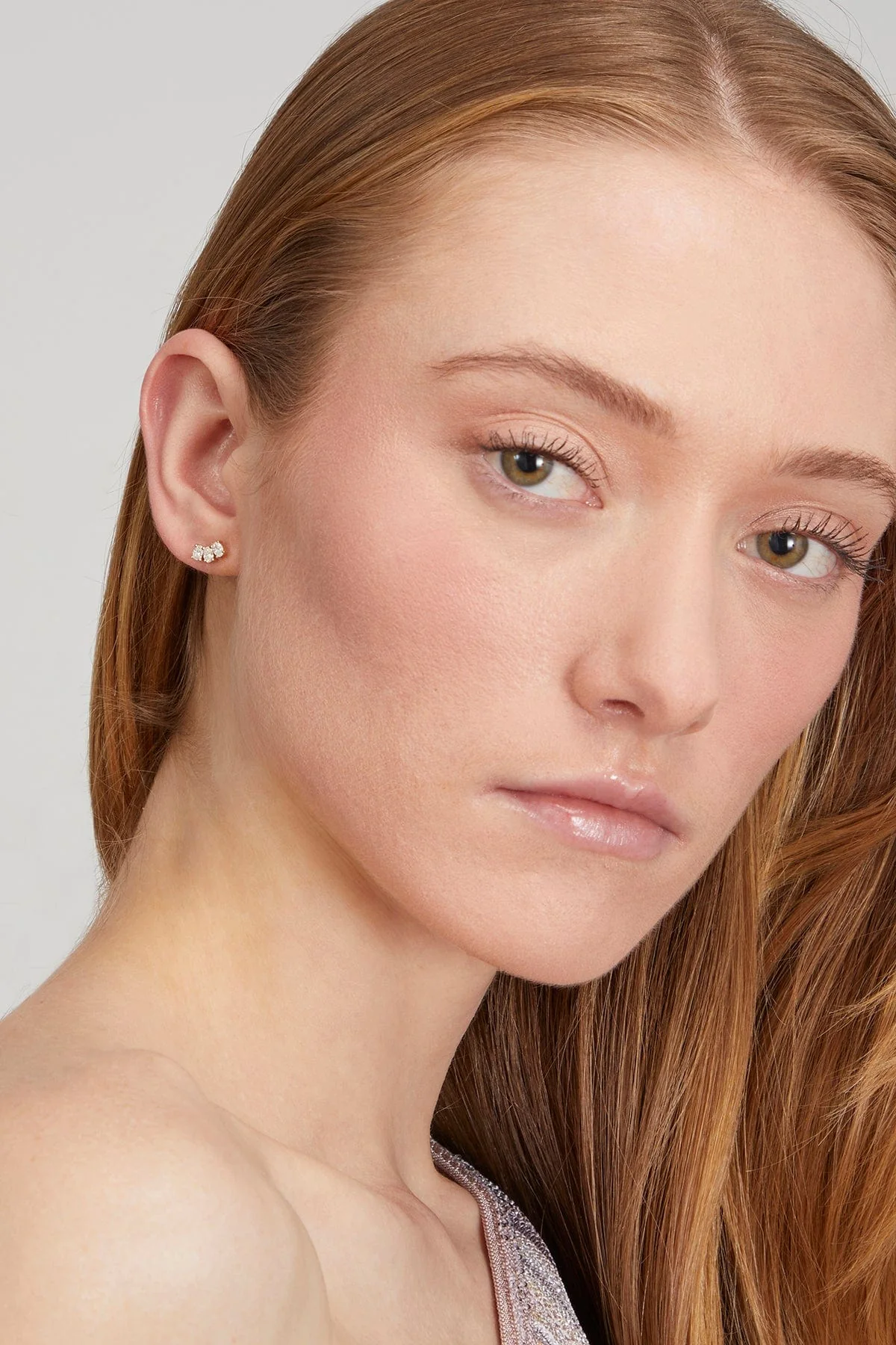 3 Row Diamond Studs in 14k Yellow Gold - Image 2