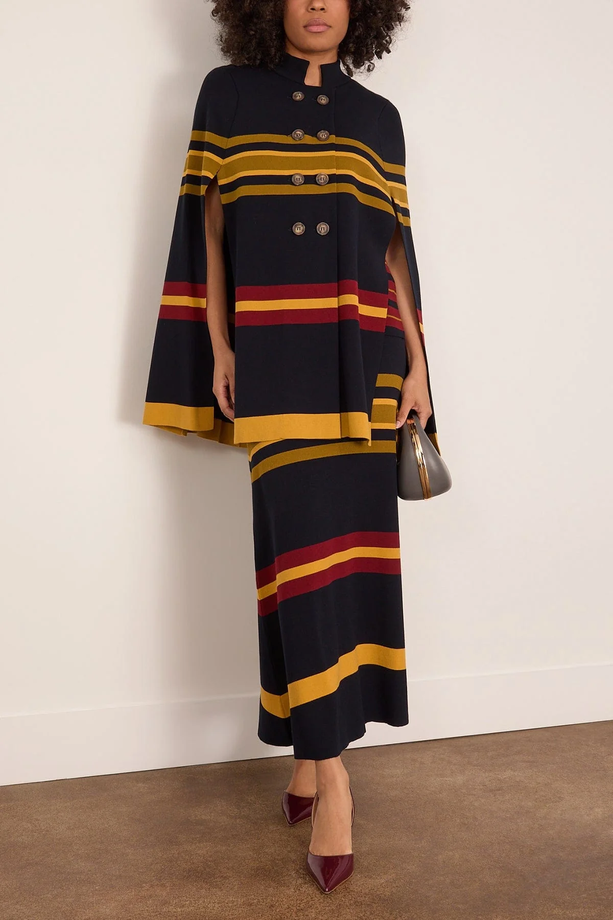 Alba Knitted Cape in Multi Stripes - Image 2