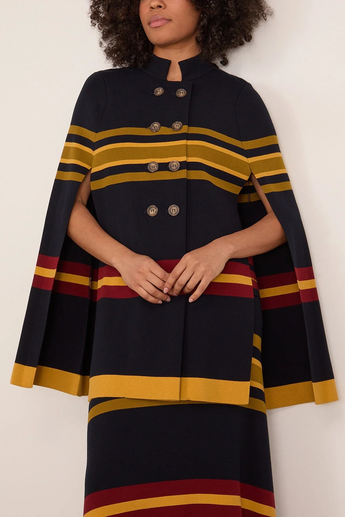 Alba Knitted Cape in Multi Stripes - Image 3