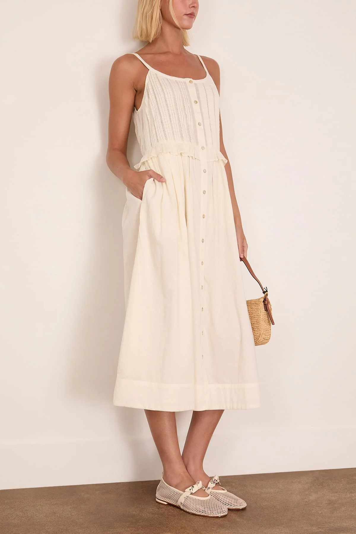 Alberte Solid Tank Dress in White - Image 2