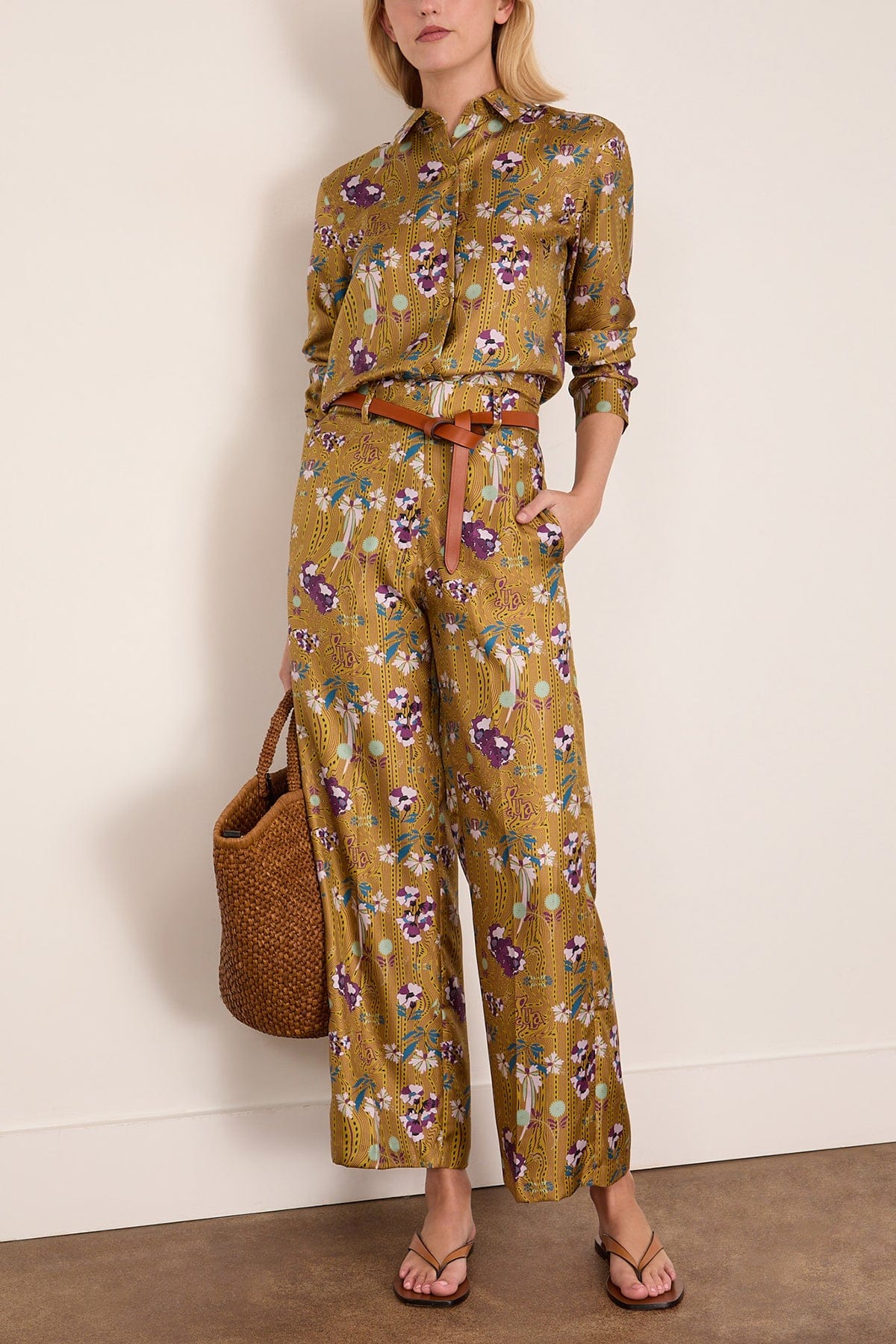 Ametista Silk Twill Shirt in Mustard Floral - Image 2