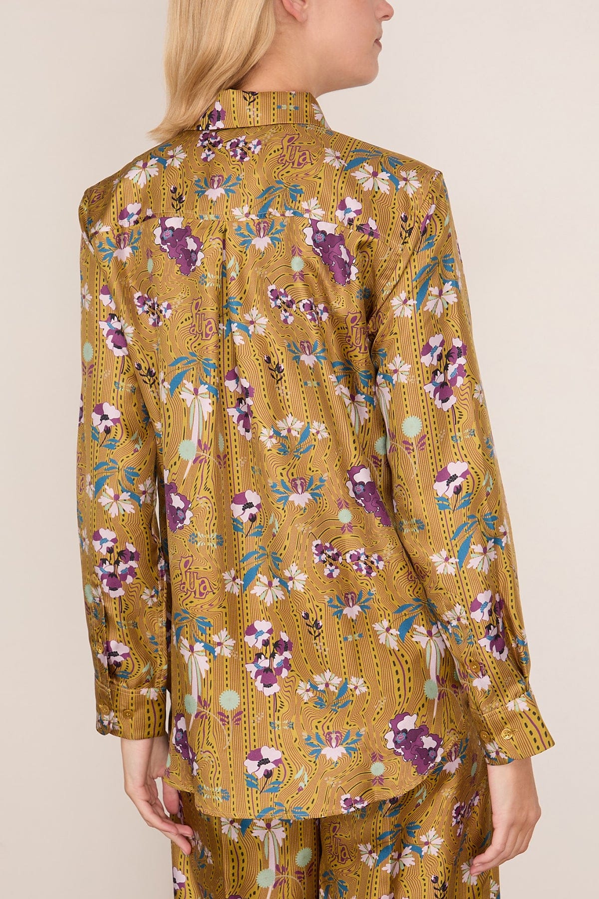 Ametista Silk Twill Shirt in Mustard Floral - Image 4