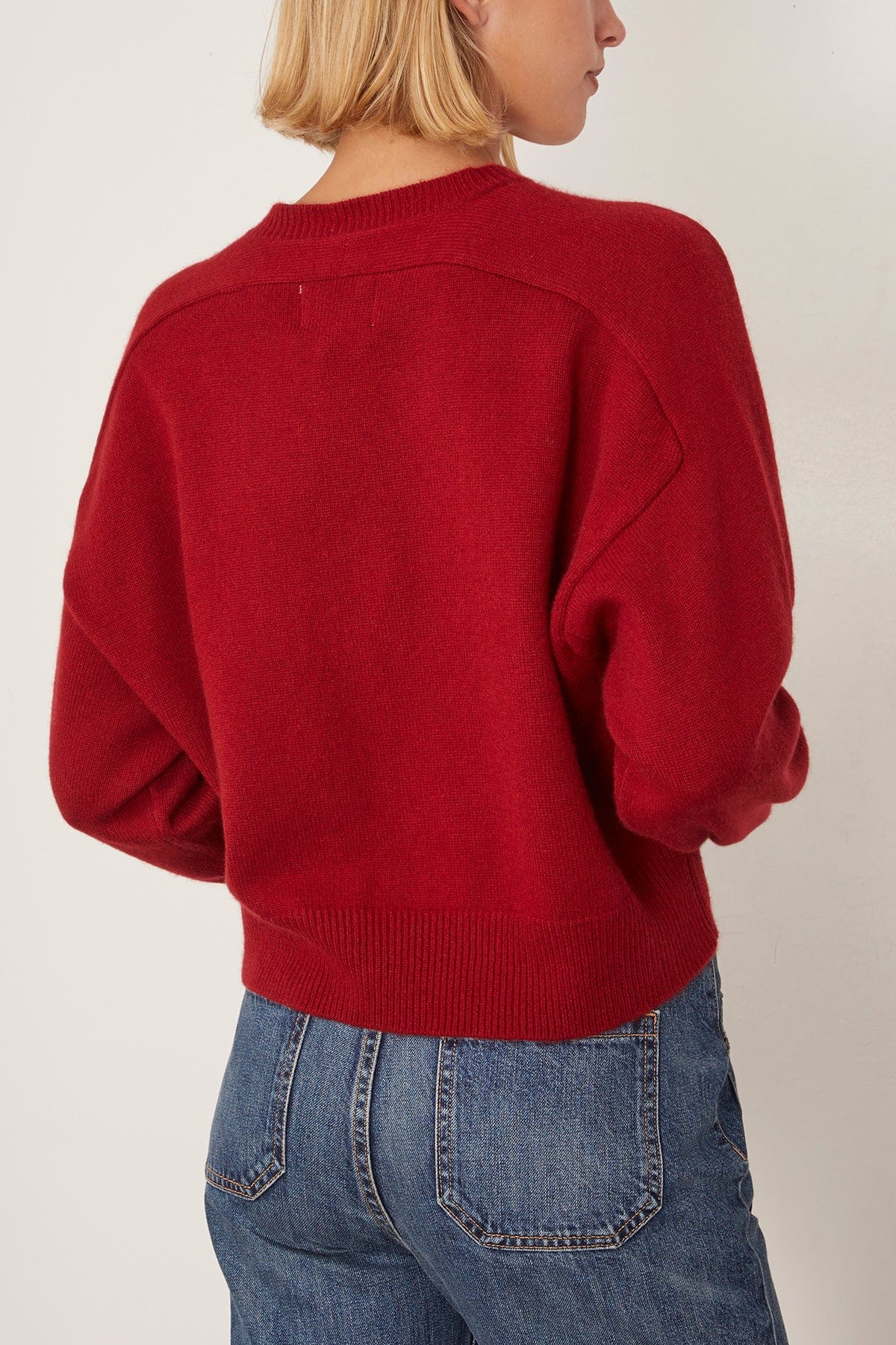 Anzor V-Neck Boxy Sweater in Burgundy - Image 4