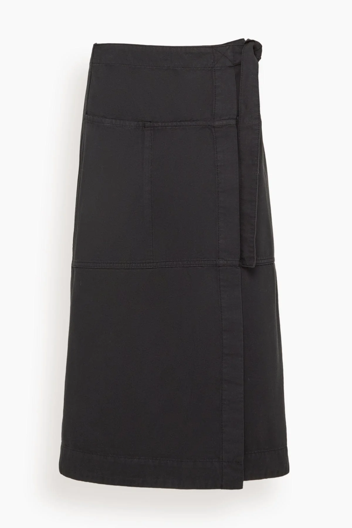 Apron Wrap Cotton Canvas Skirt in Slate