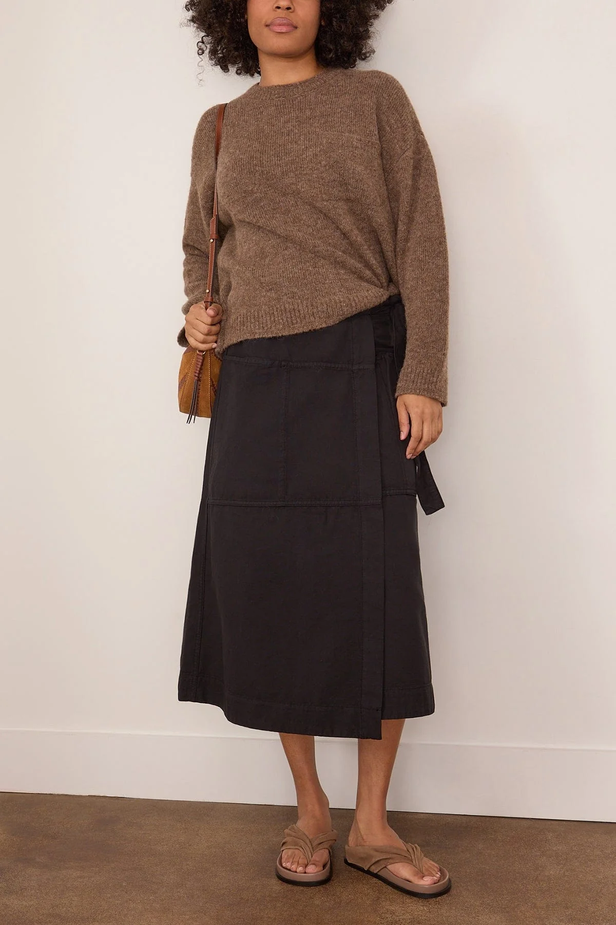 Apron Wrap Cotton Canvas Skirt in Slate - Image 2
