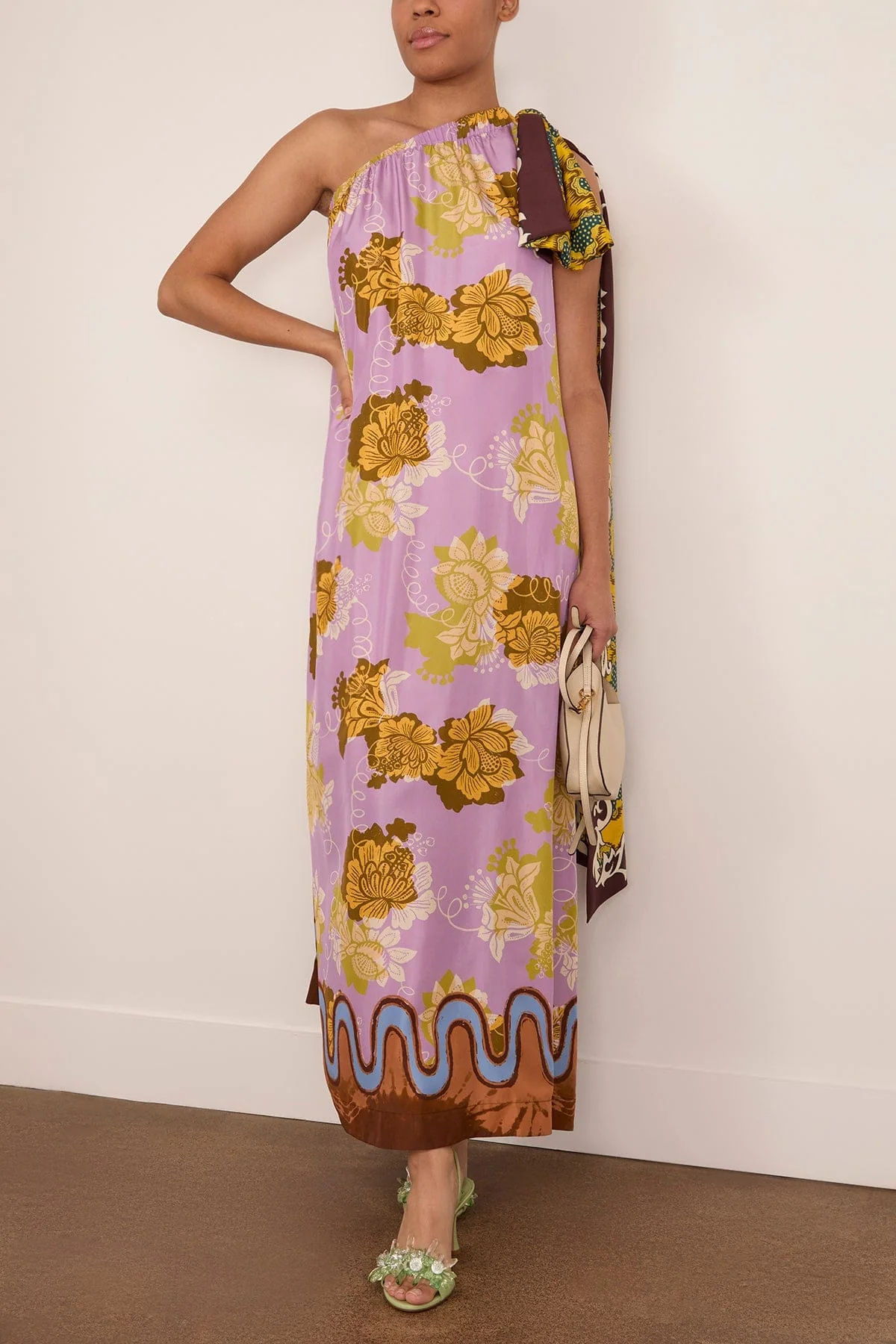 Arnie Silk Midi Dress in Multi - Image 2