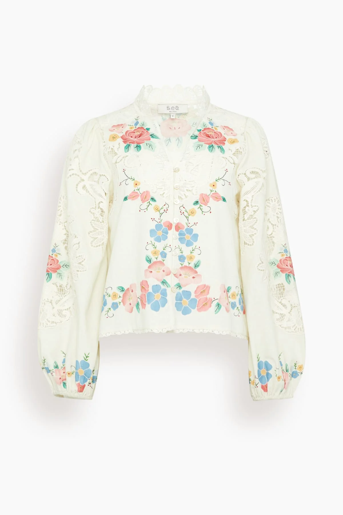 Astrid Embroidery Long Sleeve Blouse in Multi