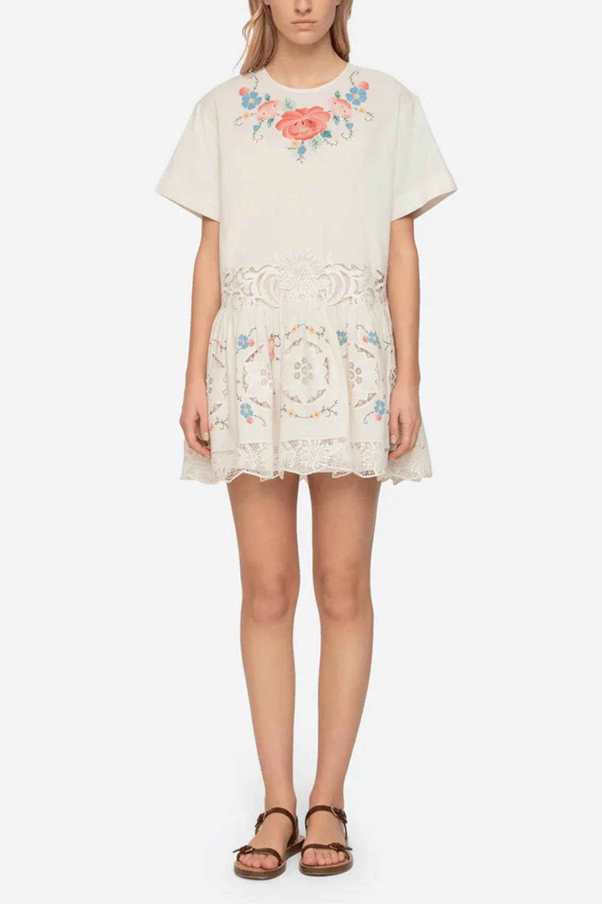 Astrid Embroidery Mini Dress in Multi - Image 3