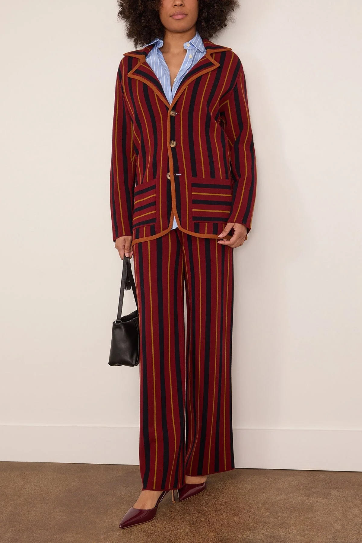 Aurora Knitted Blazer in Red Stripes - Image 2