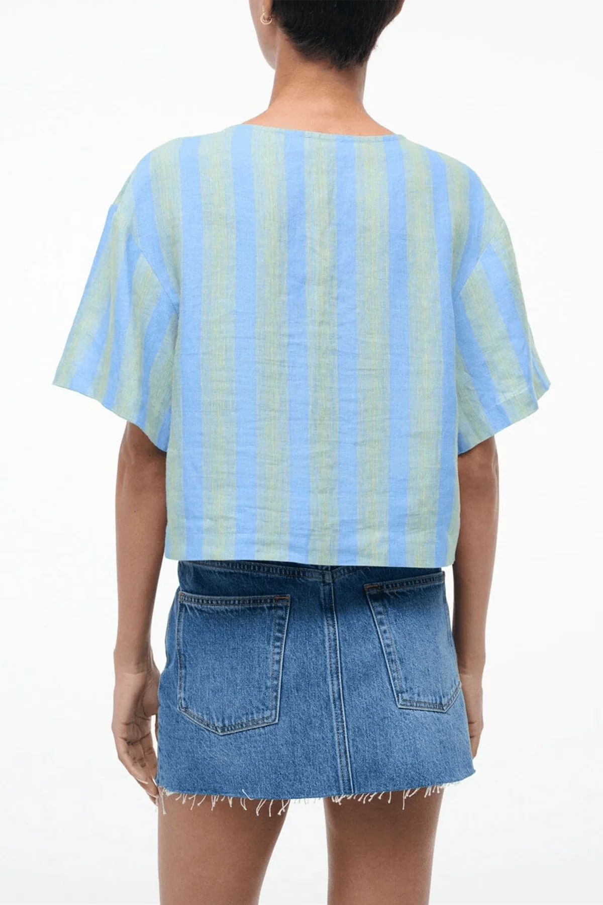 Ava Linen Top in Seaport Stripe - Image 4