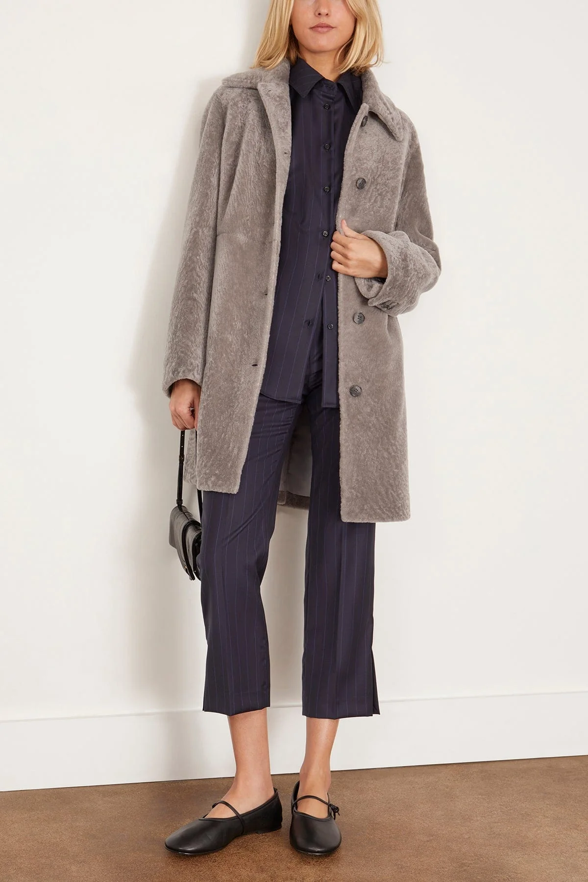 Beatris Shearling Coat in Grey - Image 2