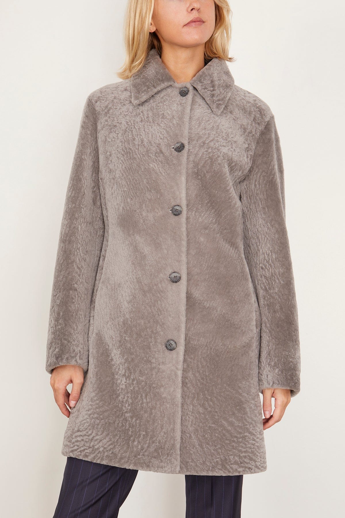 Beatris Shearling Coat in Grey - Image 3