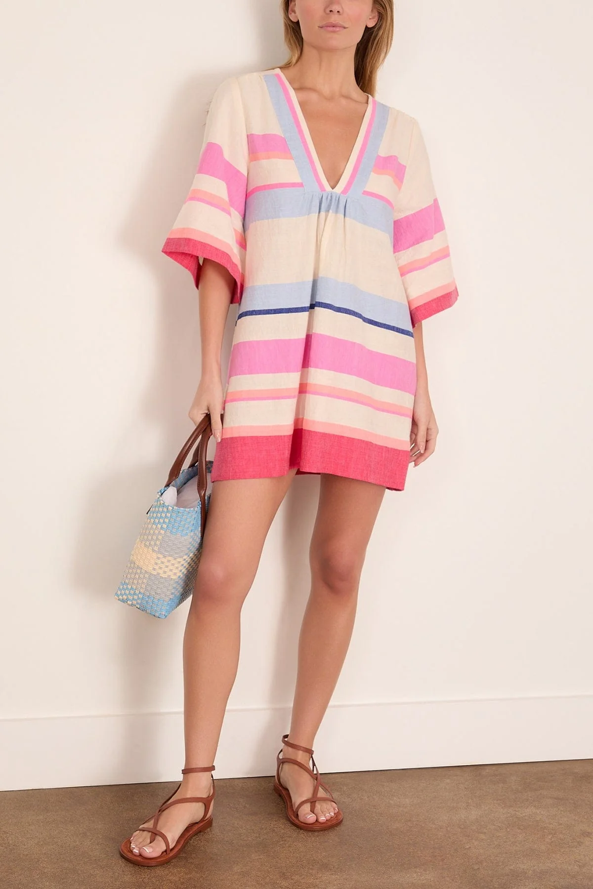 Belkis V-Neck Caftan in Desita Pink - Image 2