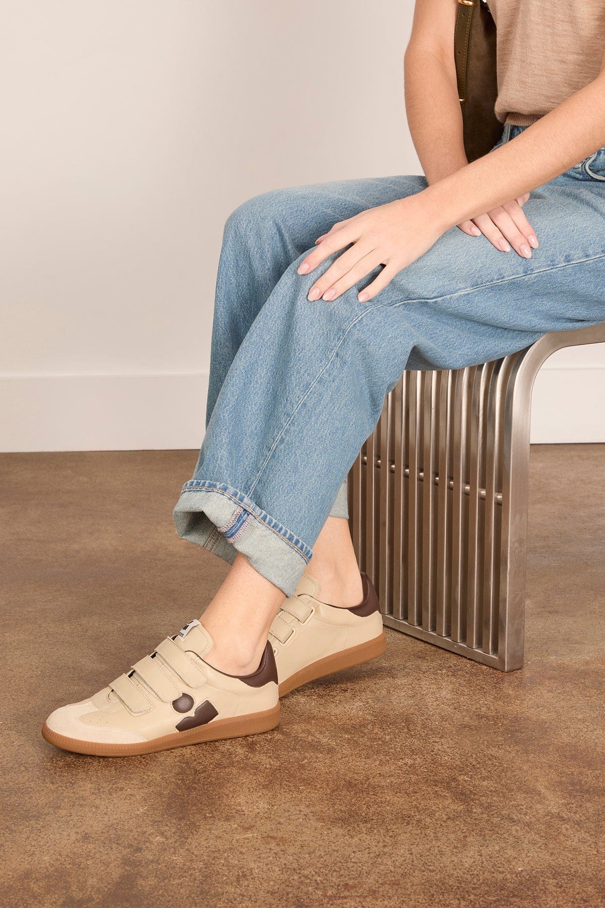 Beth Sneaker in Ecru/Chocolate - Image 2