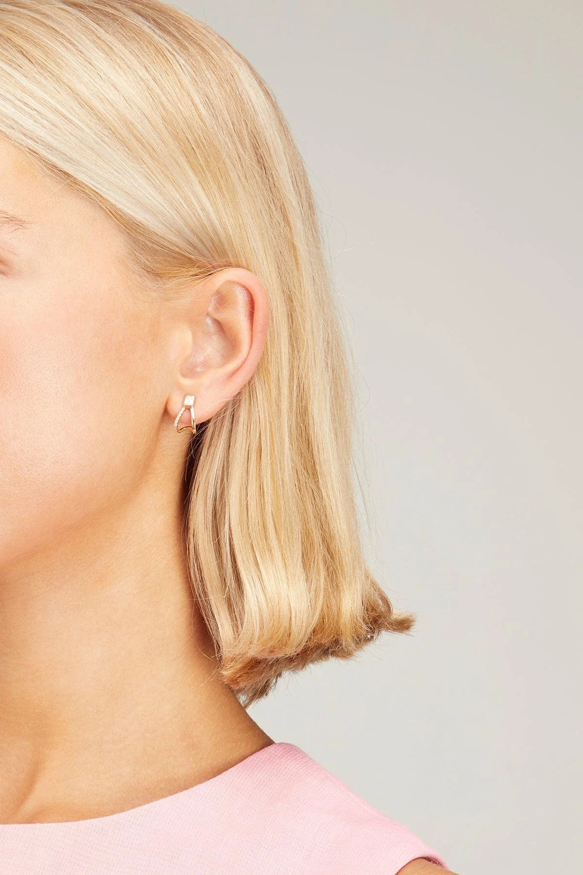 Bezel Baguette Wrap Stud Earrings - Image 2