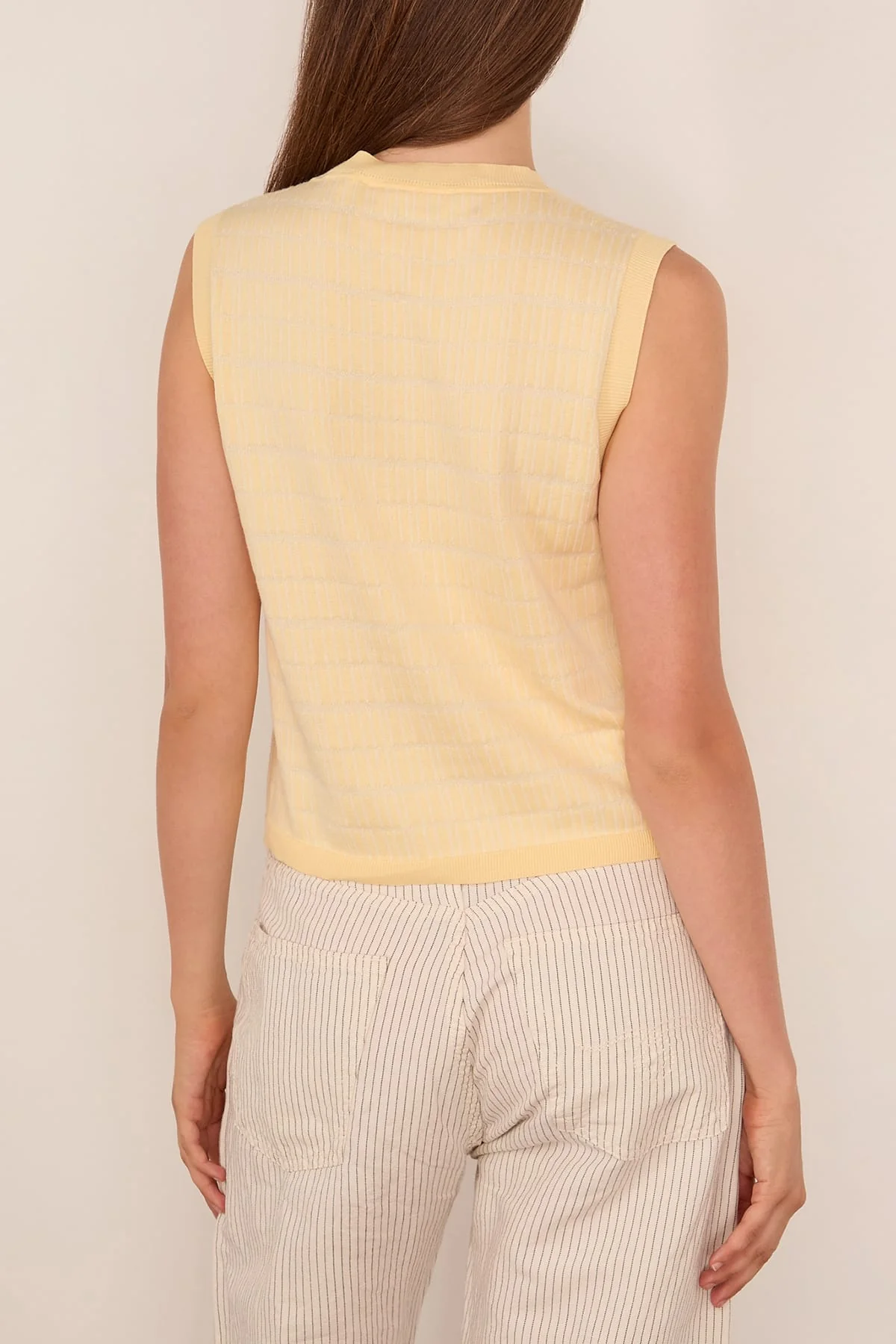 Bicolor Jacquard Top in Light Yellow Cream - Image 4