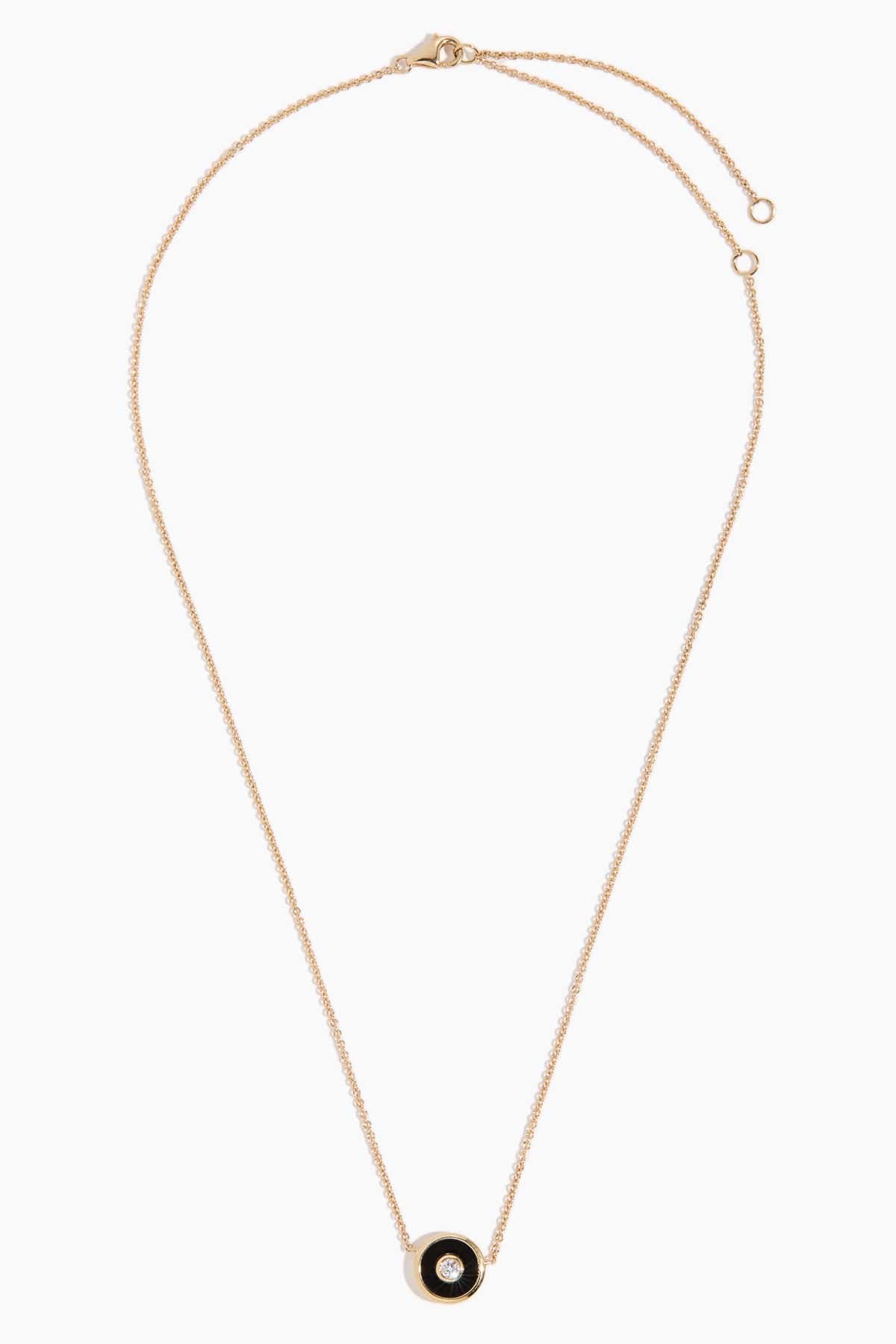 Black Onyx Mini Saucer Pendant in 18k Yellow Gold - Image 3
