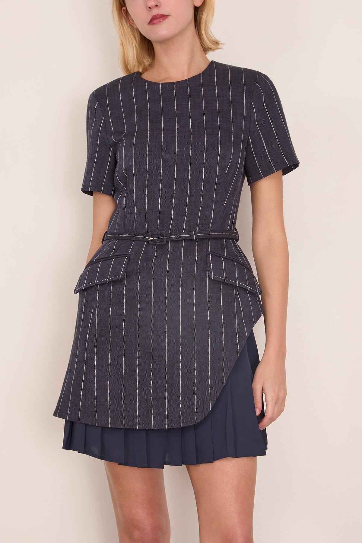 Blakely Short Sleeve Mini Dress in Midnight Stripe - Image 3