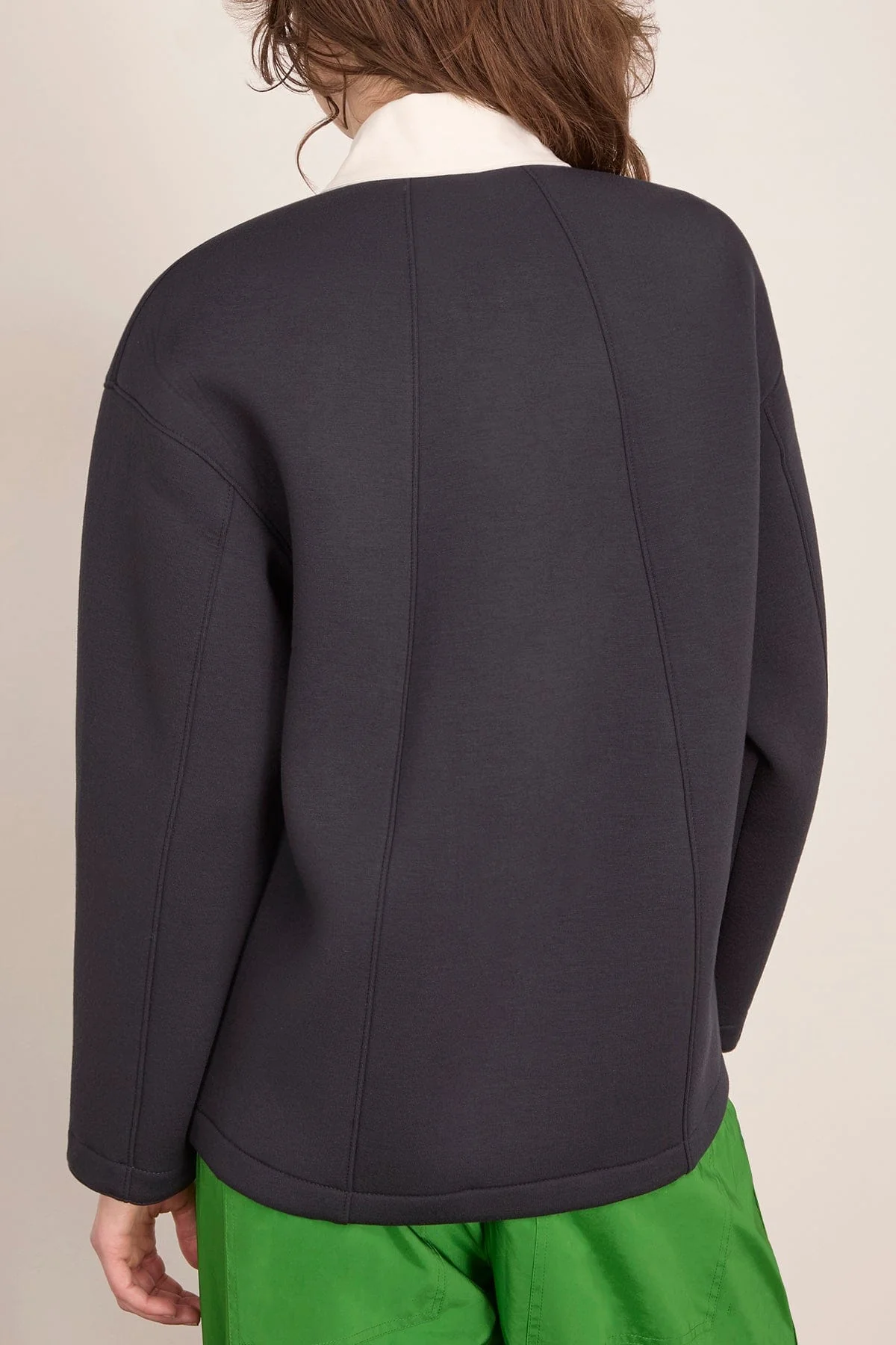 Bonded Viscose Sculpted Polo in Dark Navy - Image 4