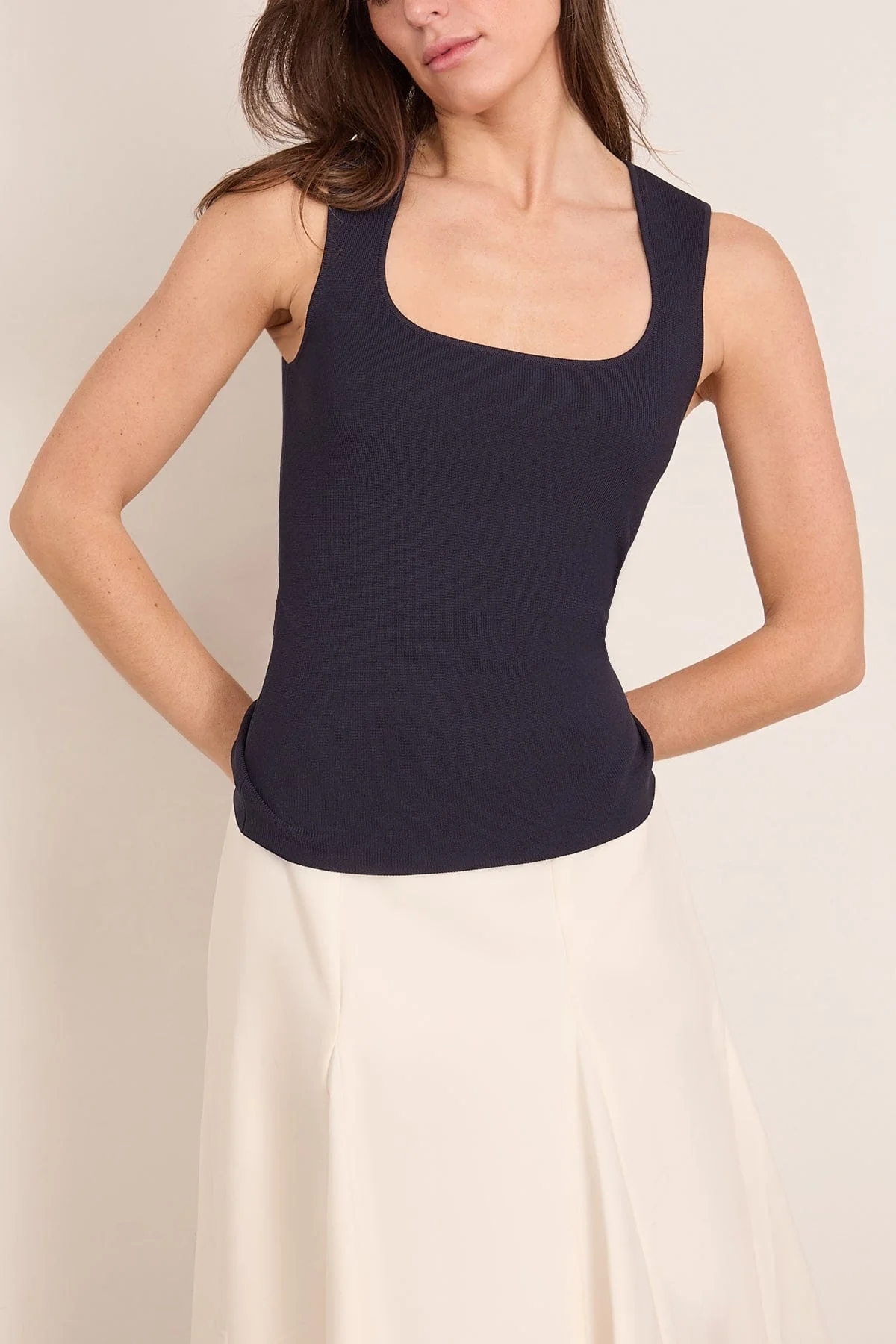 Bustier Shaped Knitted Top in Navy - Image 3
