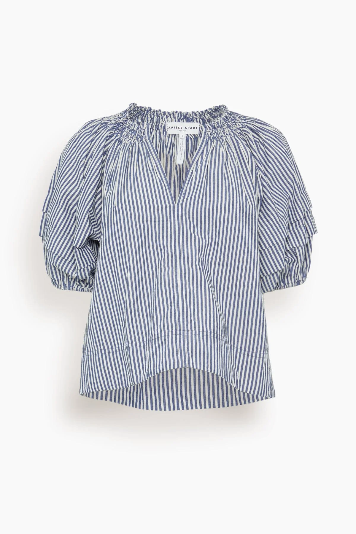 Caminitas Puff Sleeve Top in Skinny Stripes Indigo
