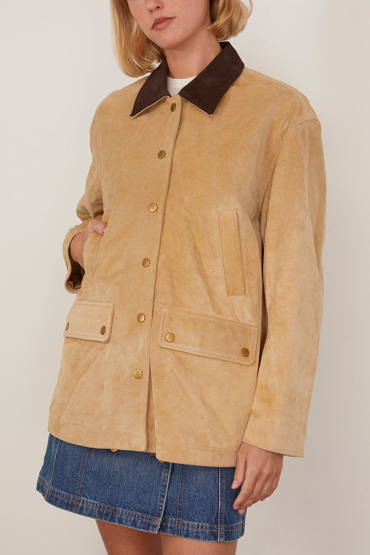 Cassidy Suede Jacket in Tan - Image 3