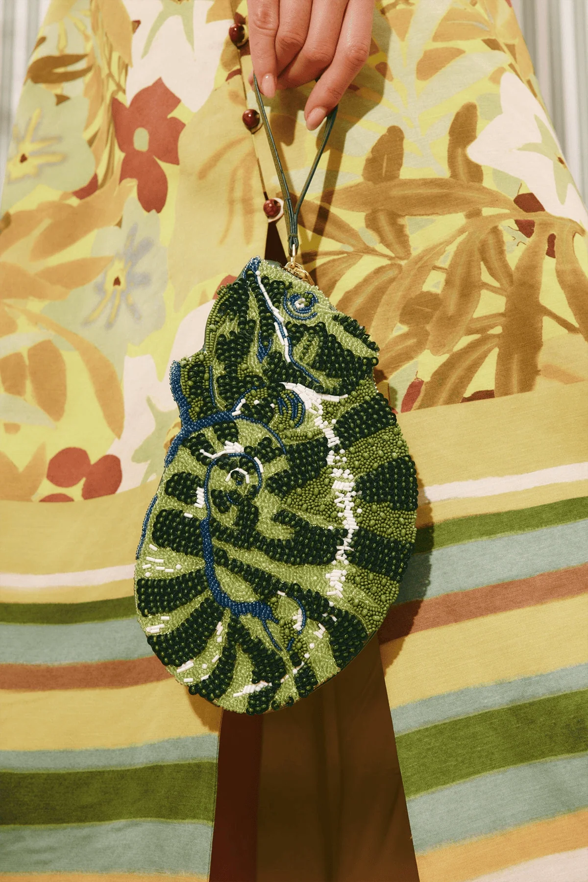 Chameleon Beaded Bag in Green - Image 2
