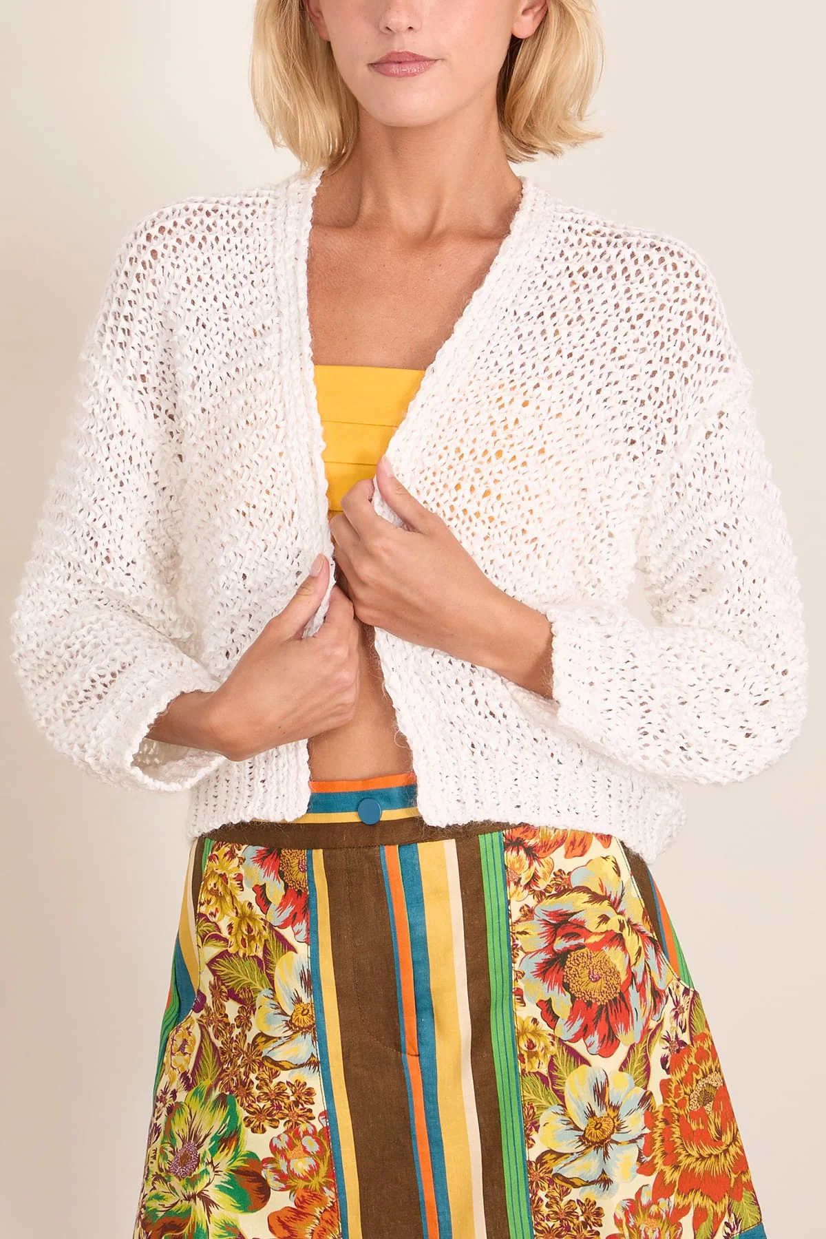 Chamois Tape Cardigan in Bianco - Image 3