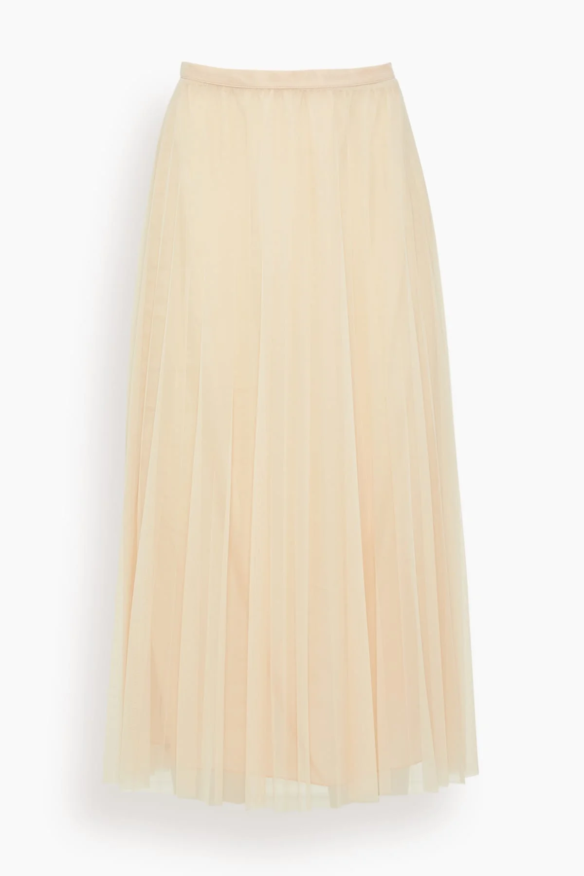 Chic Tulle Plisse Midi Skirt in Nude