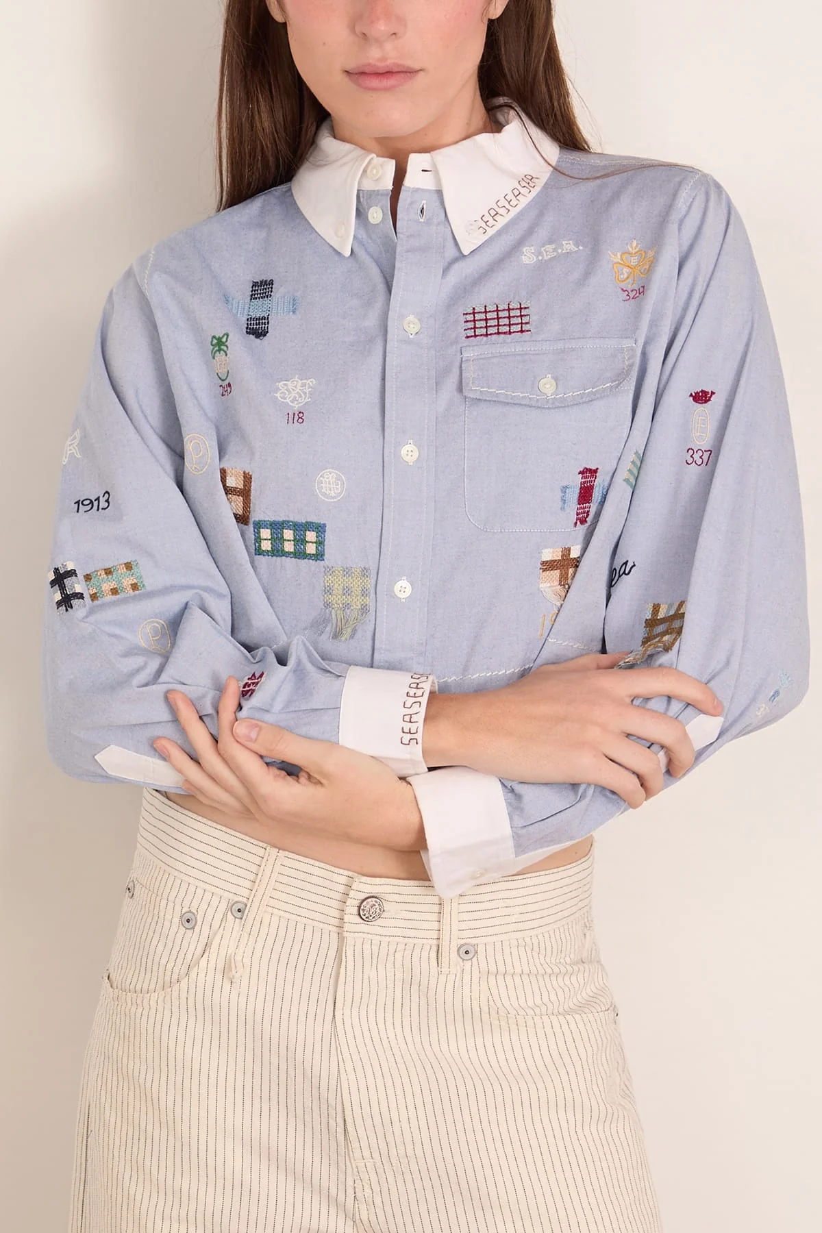 Claira Button Down Top in Blue - Image 3