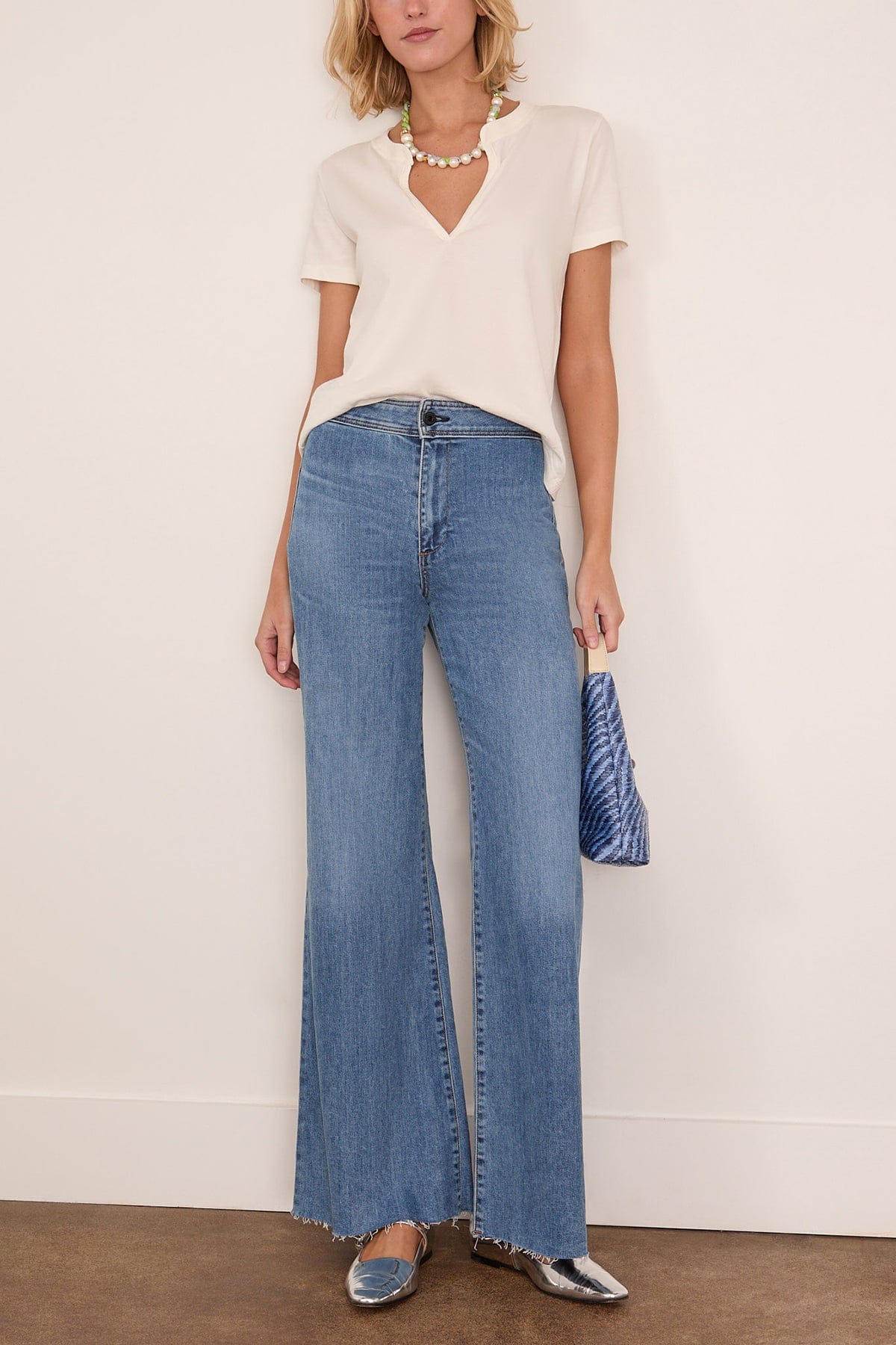 Classic Henley Tee in Ivory - Image 2