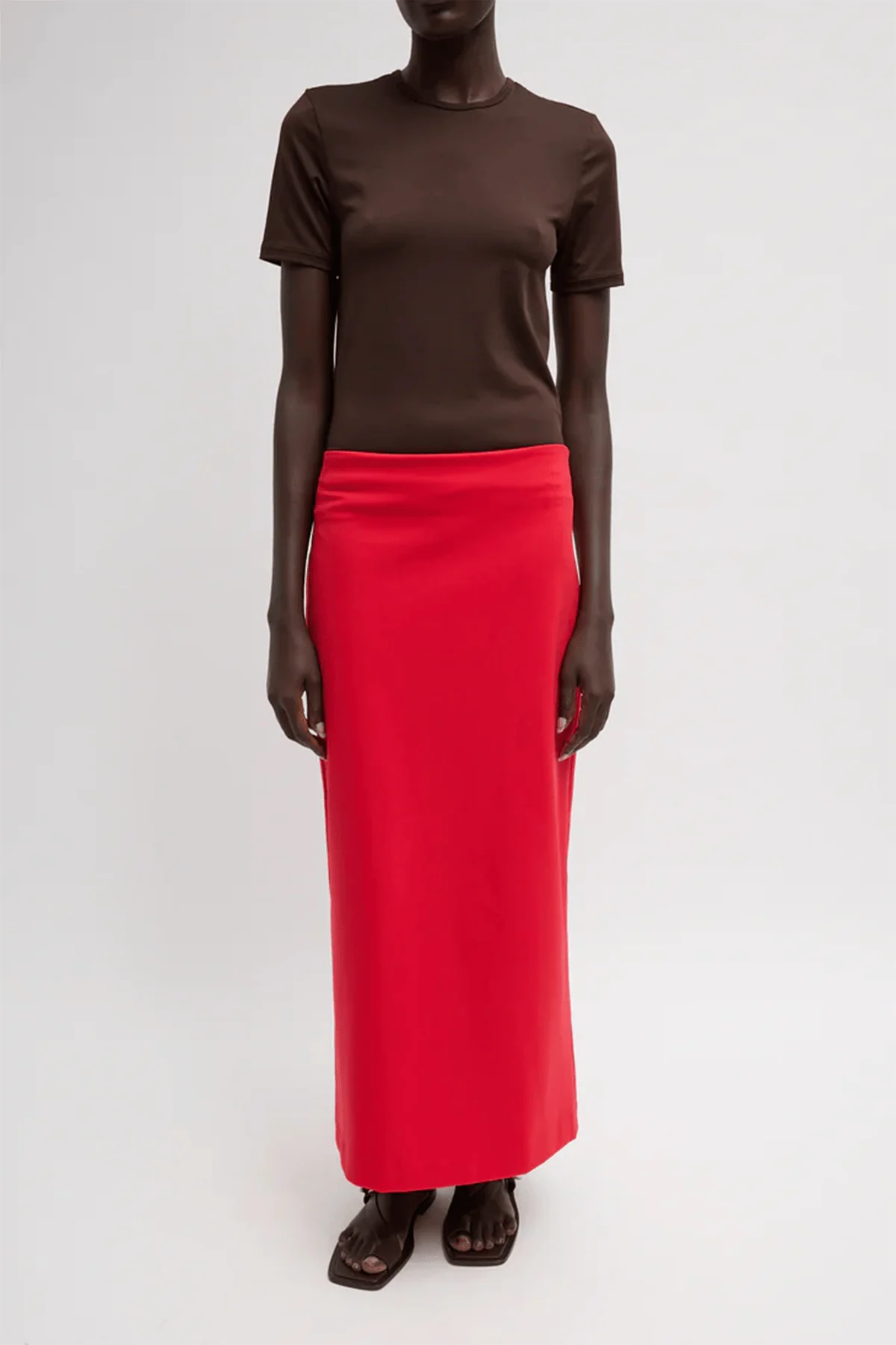 Compact Knit Pencil Skirt in Red - Image 2