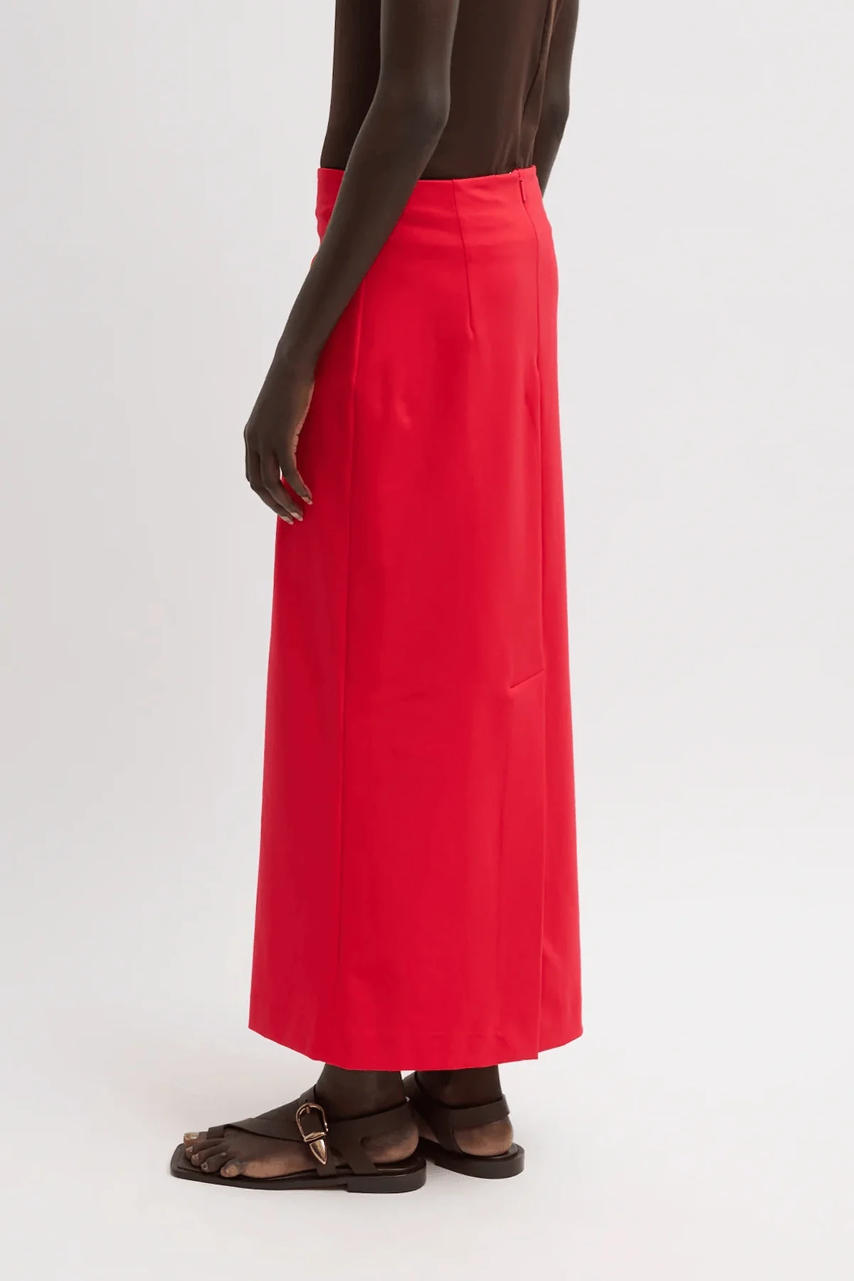 Compact Knit Pencil Skirt in Red - Image 3