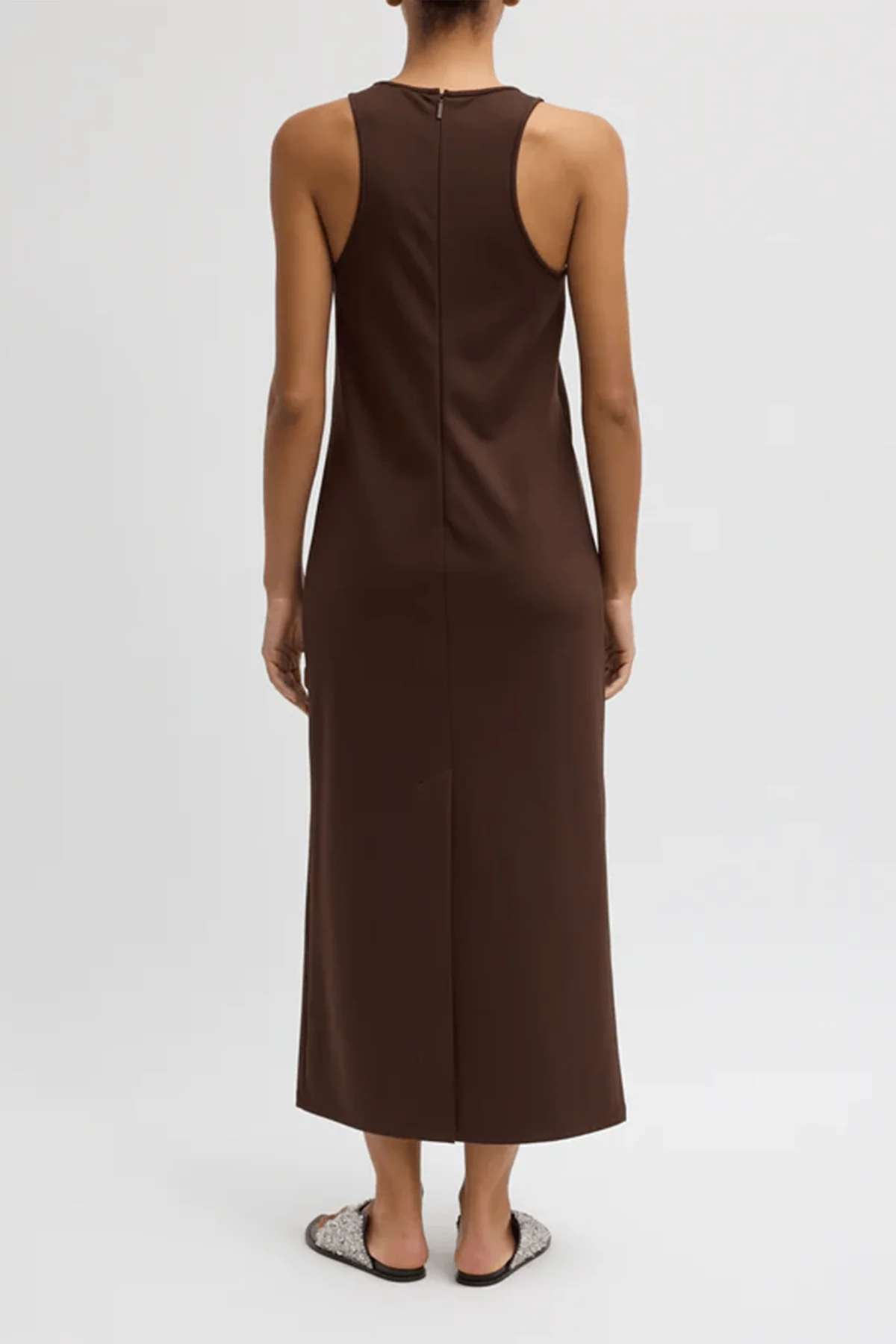 Compact Knit Sleeveless Dress in Brown - Image 4