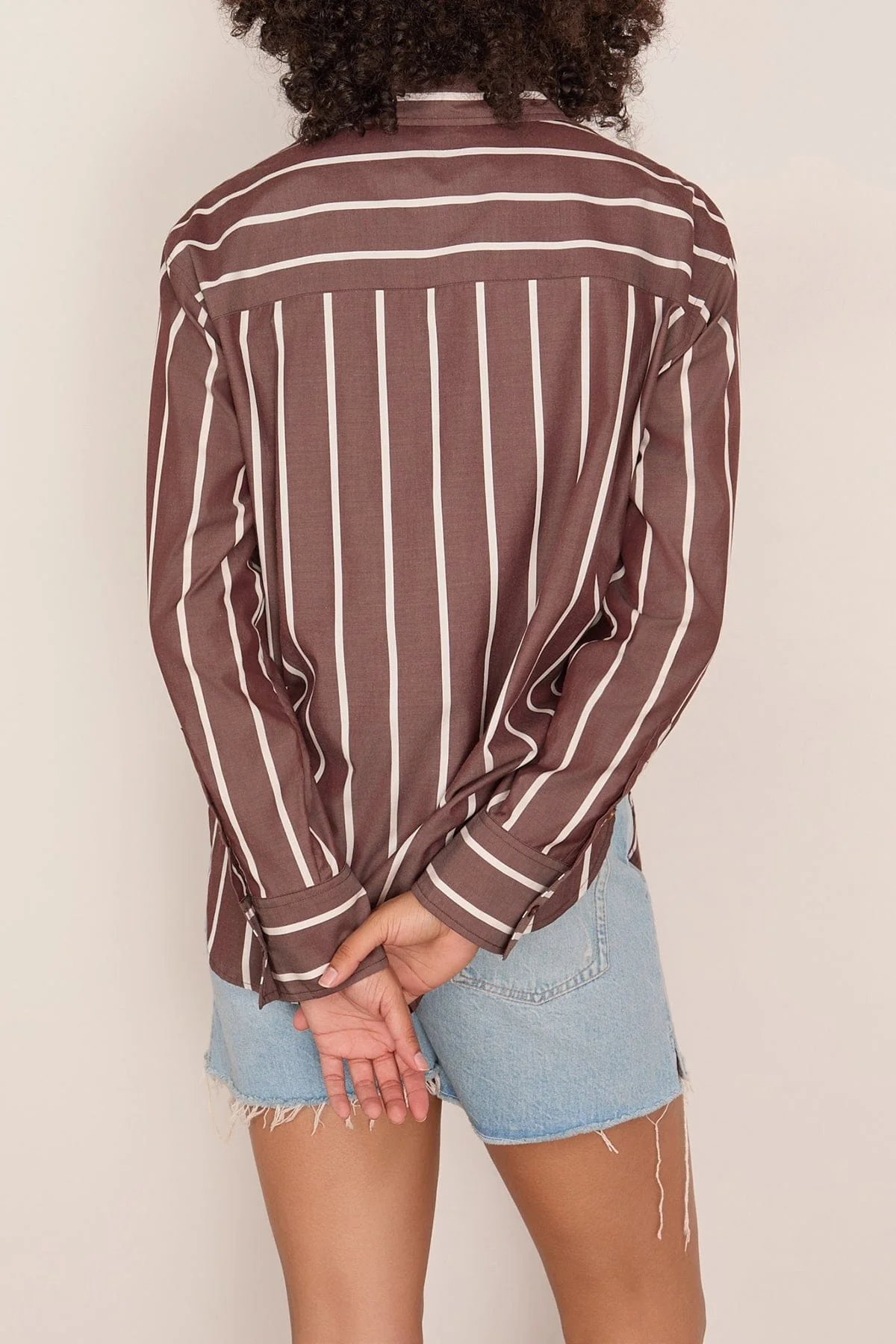 Connie Stripe Shirt in Rosewood Stripe - Image 4