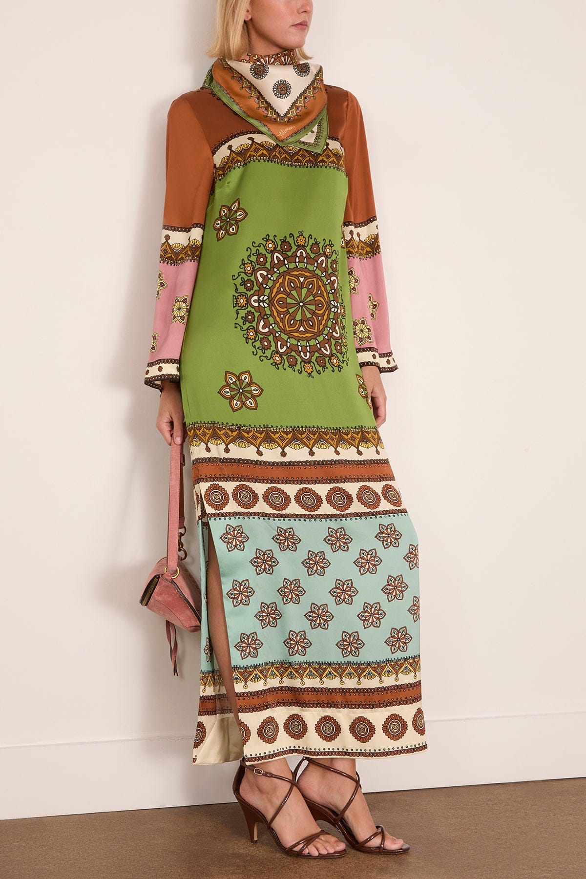 Contina Silk Midi Dress in Multi - Image 2