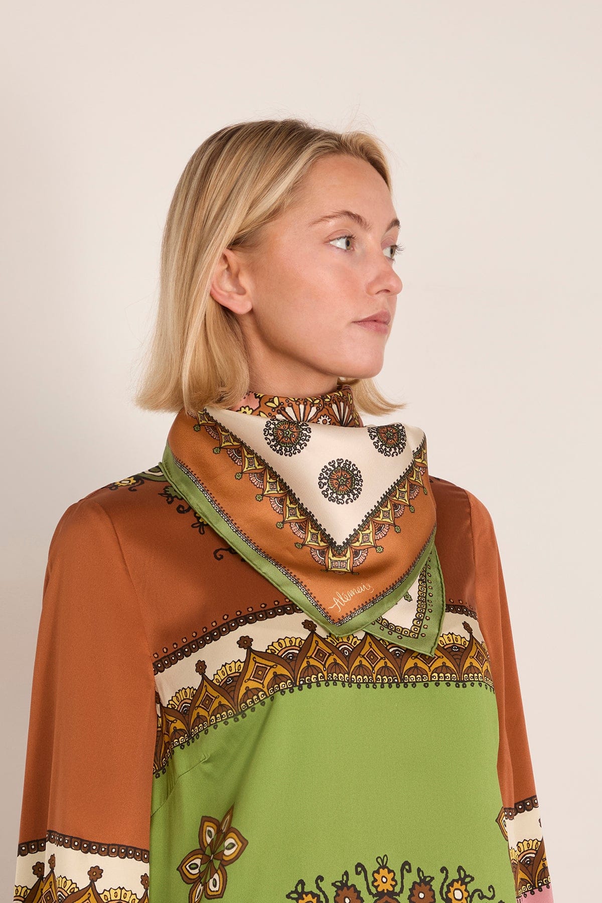 Contina Tiles Silk Scarf in Multi - Image 2