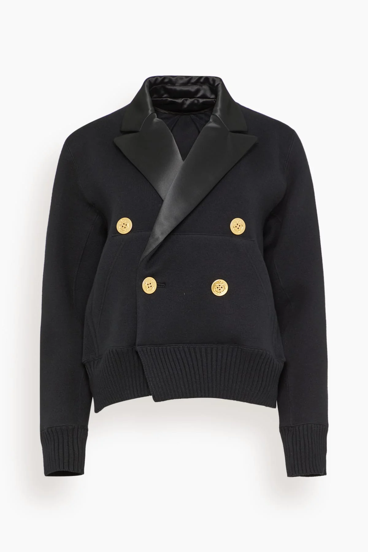 Cotton Cashmere Knit Jacket in Black
