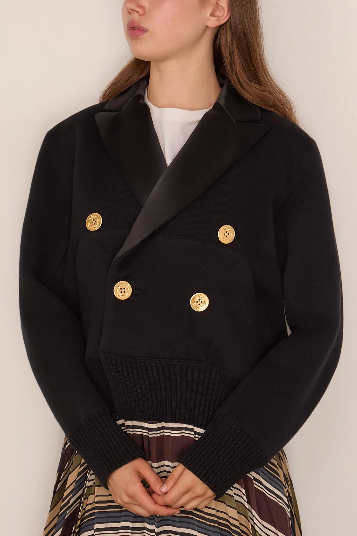 Cotton Cashmere Knit Jacket in Black - Image 3