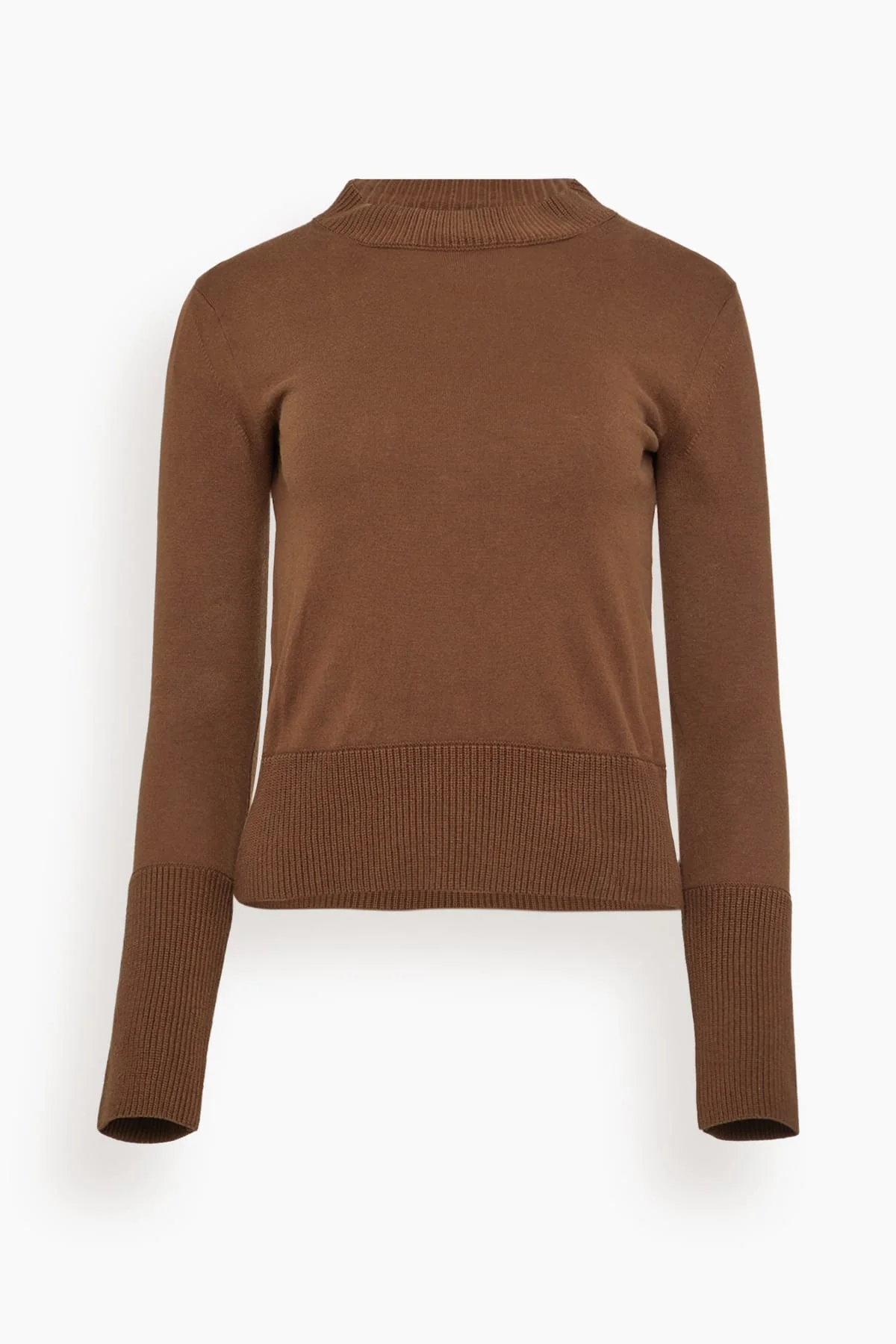 Cotton Cashmere Knit Pullover in Brown