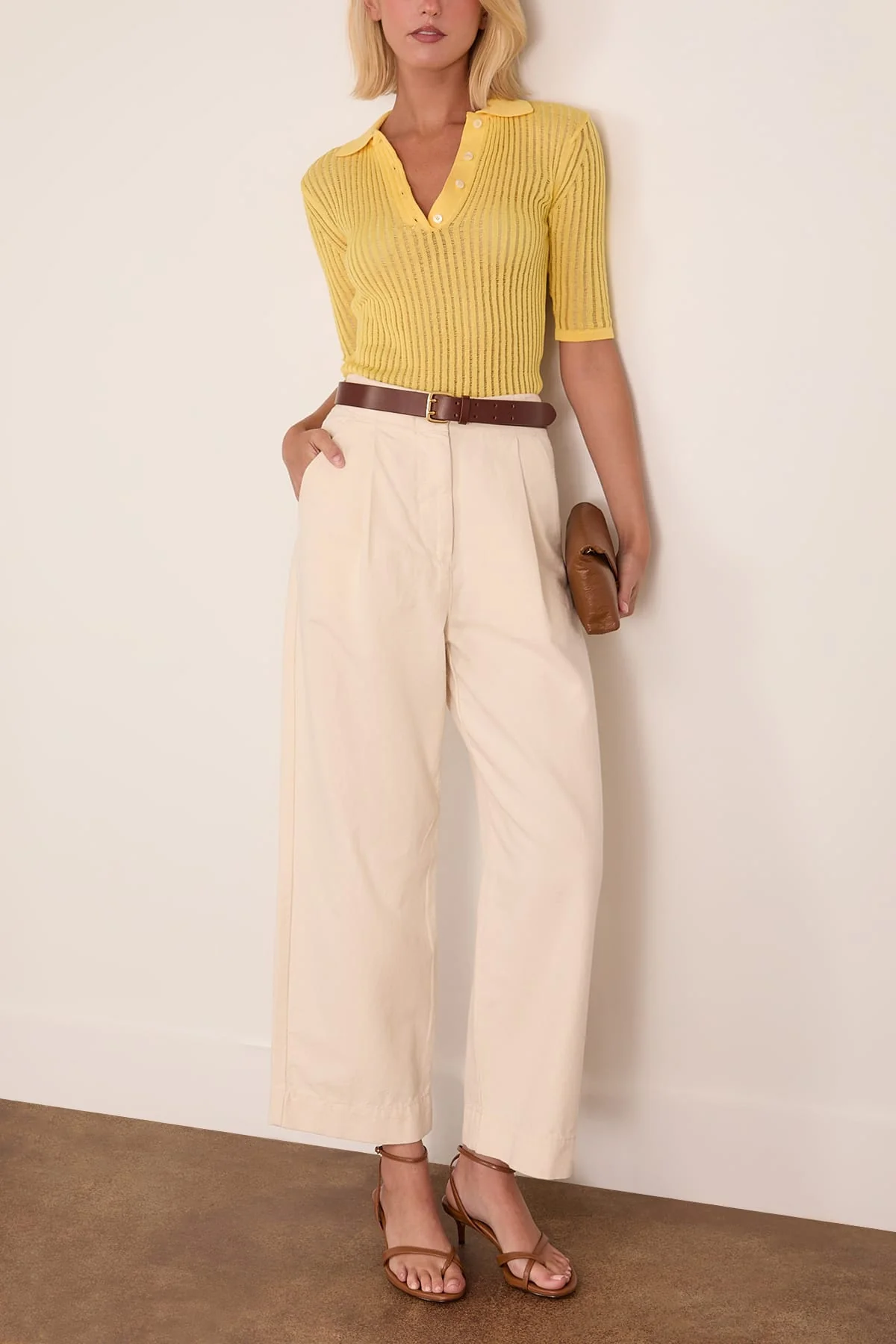 Cotton Net Rib Top in Daffodil - Image 2