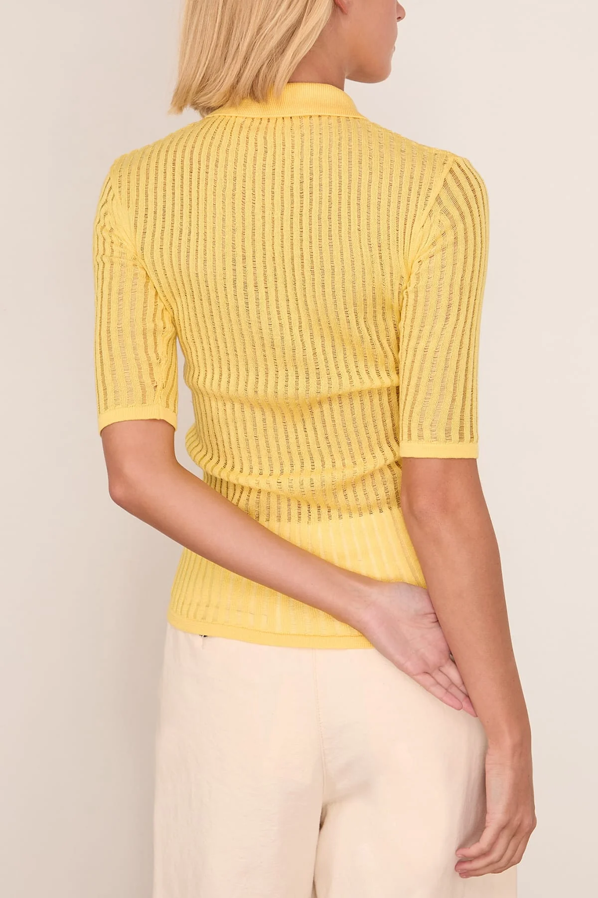 Cotton Net Rib Top in Daffodil - Image 4