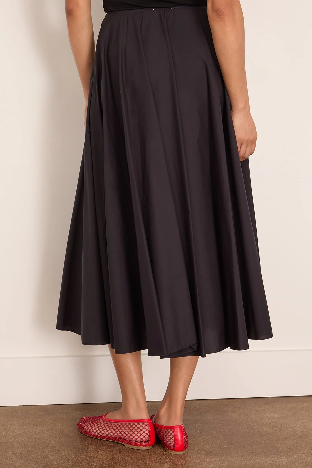 Cotton Popline Paneled Skirt in Notte - Image 4