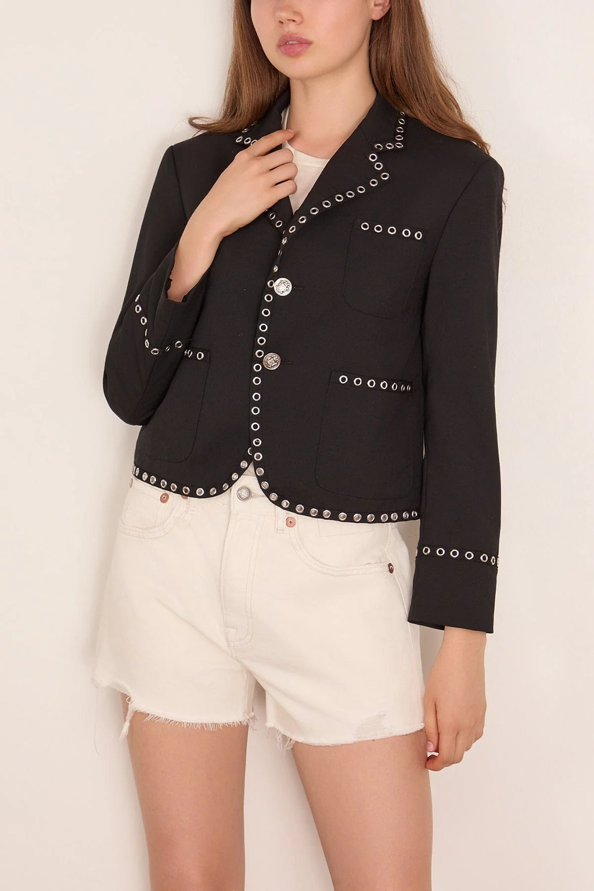 Cropped Blazer in Black - Image 3