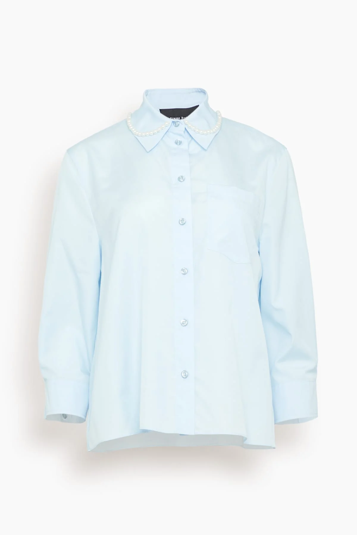 Cropped Masculine Shirt in Baby Blue/Pearl