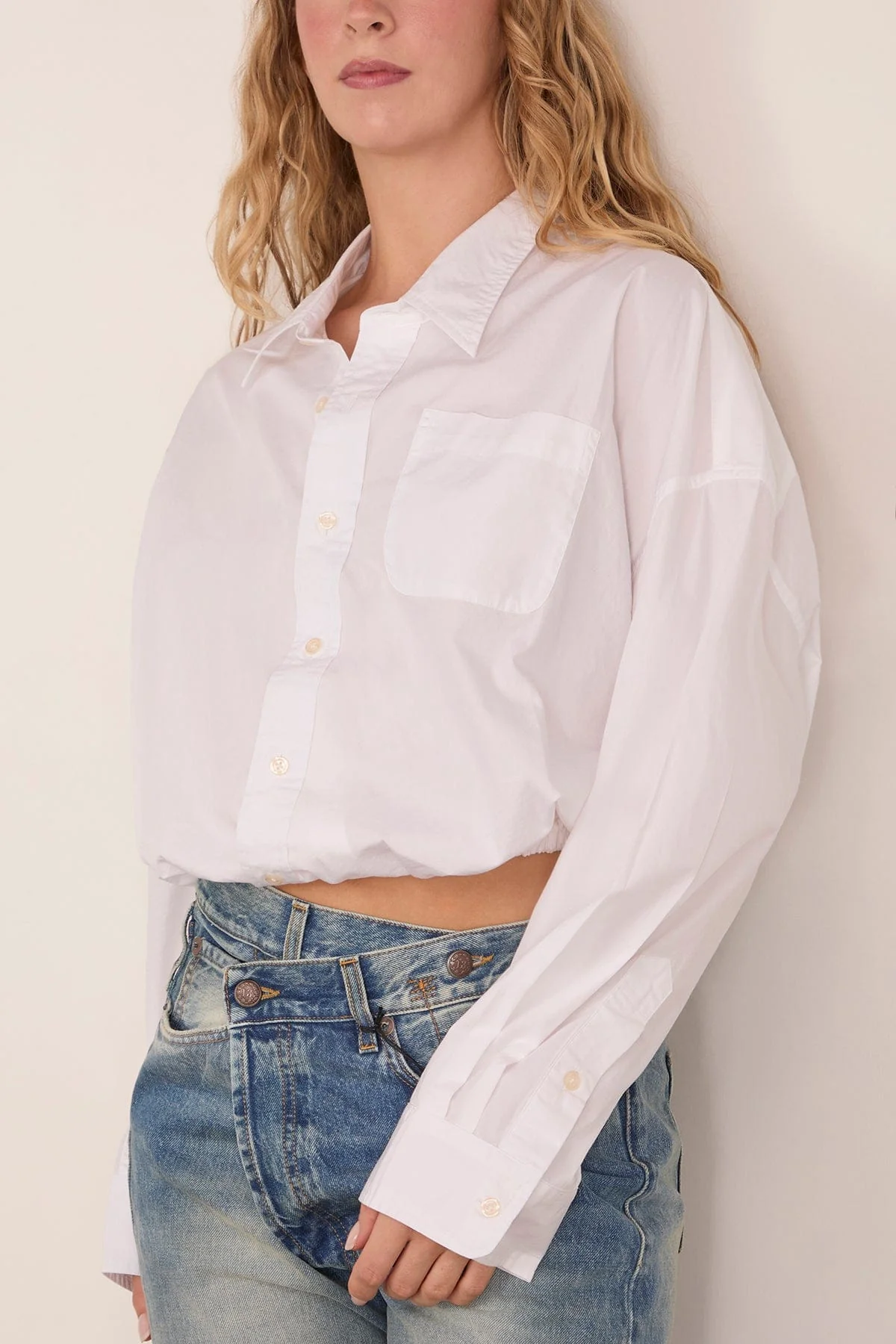 Crossover Bubble Shirt in White - Image 3