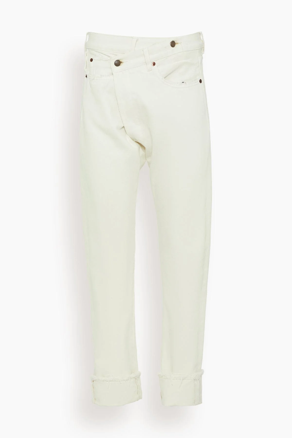 Cuffed Crossover Jeans in Bennett White Selvedge