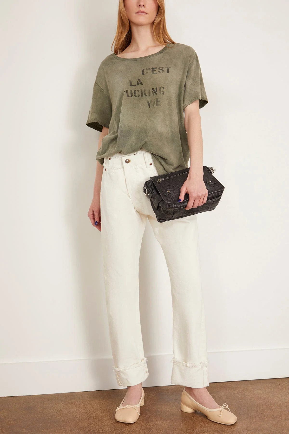 Cuffed Crossover Jeans in Bennett White Selvedge - Image 2