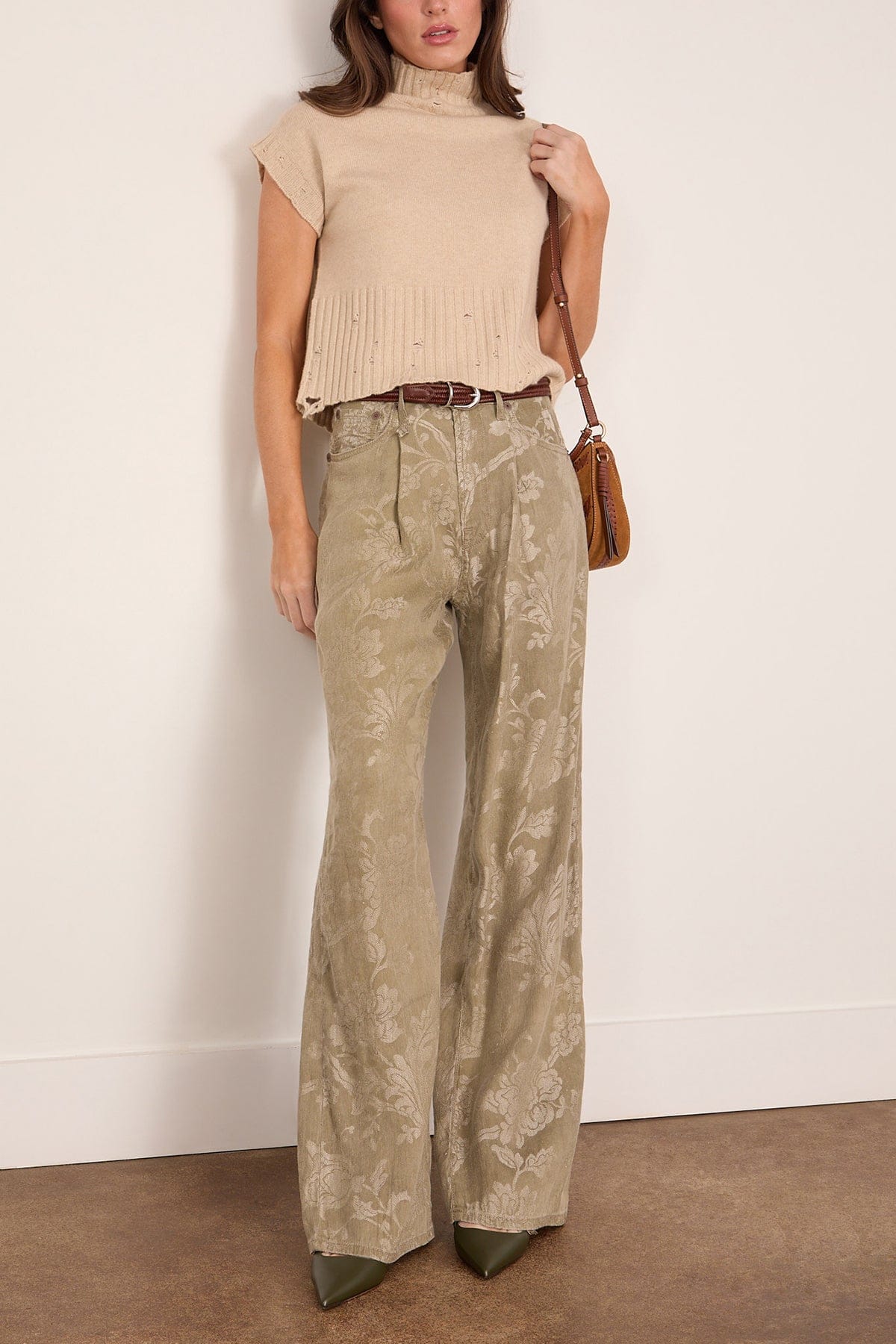 Damon Pleated Trouser in Olive Floral - Image 2